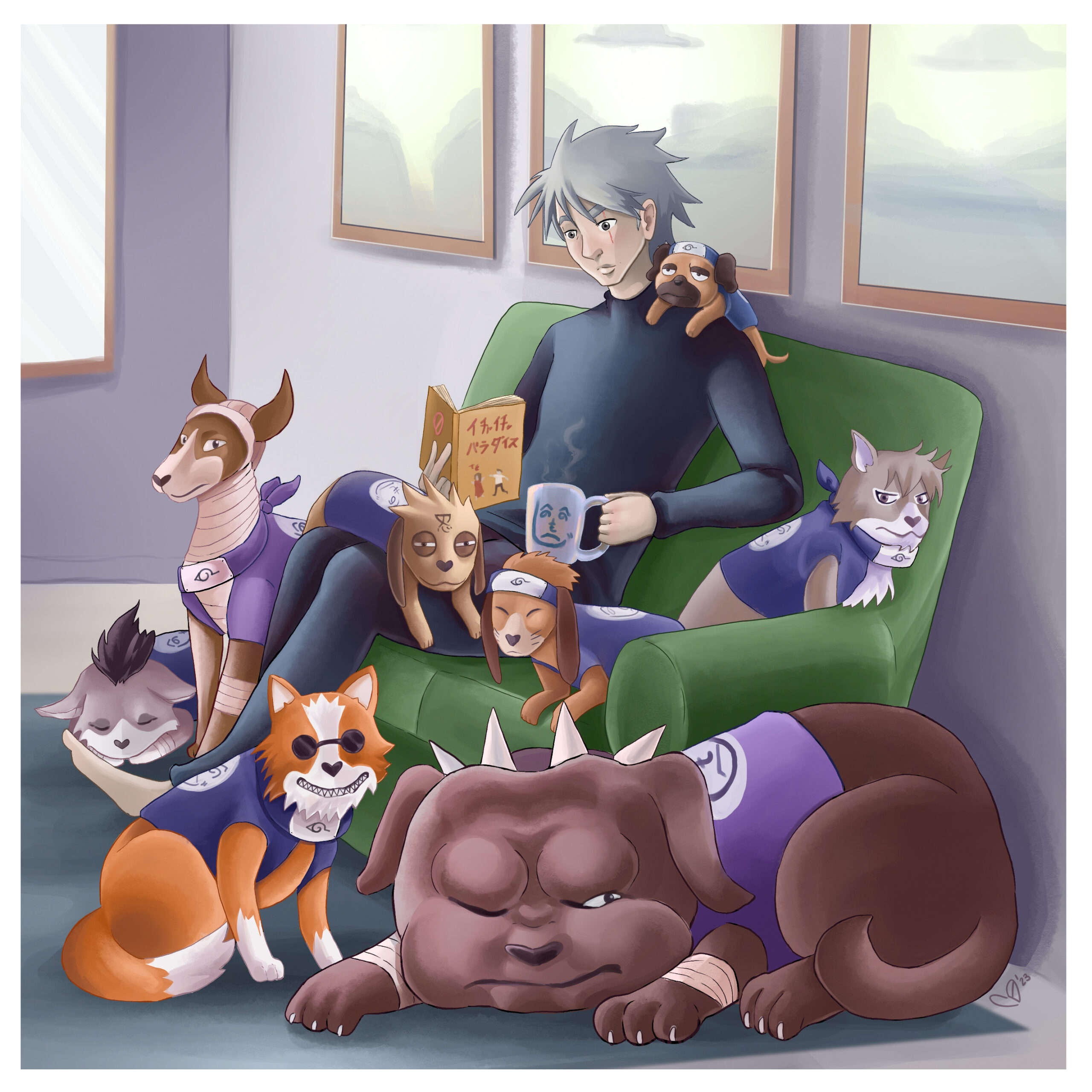 Kakashi and his Ninken - Print 8x8